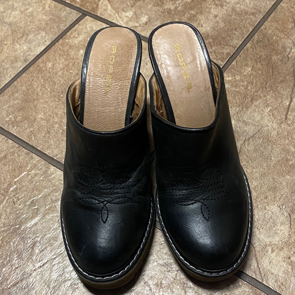 Roper Black Leather Slip-On Clog Mules 8 Western Vibes Cowgirl Office - Picture 3 of 10